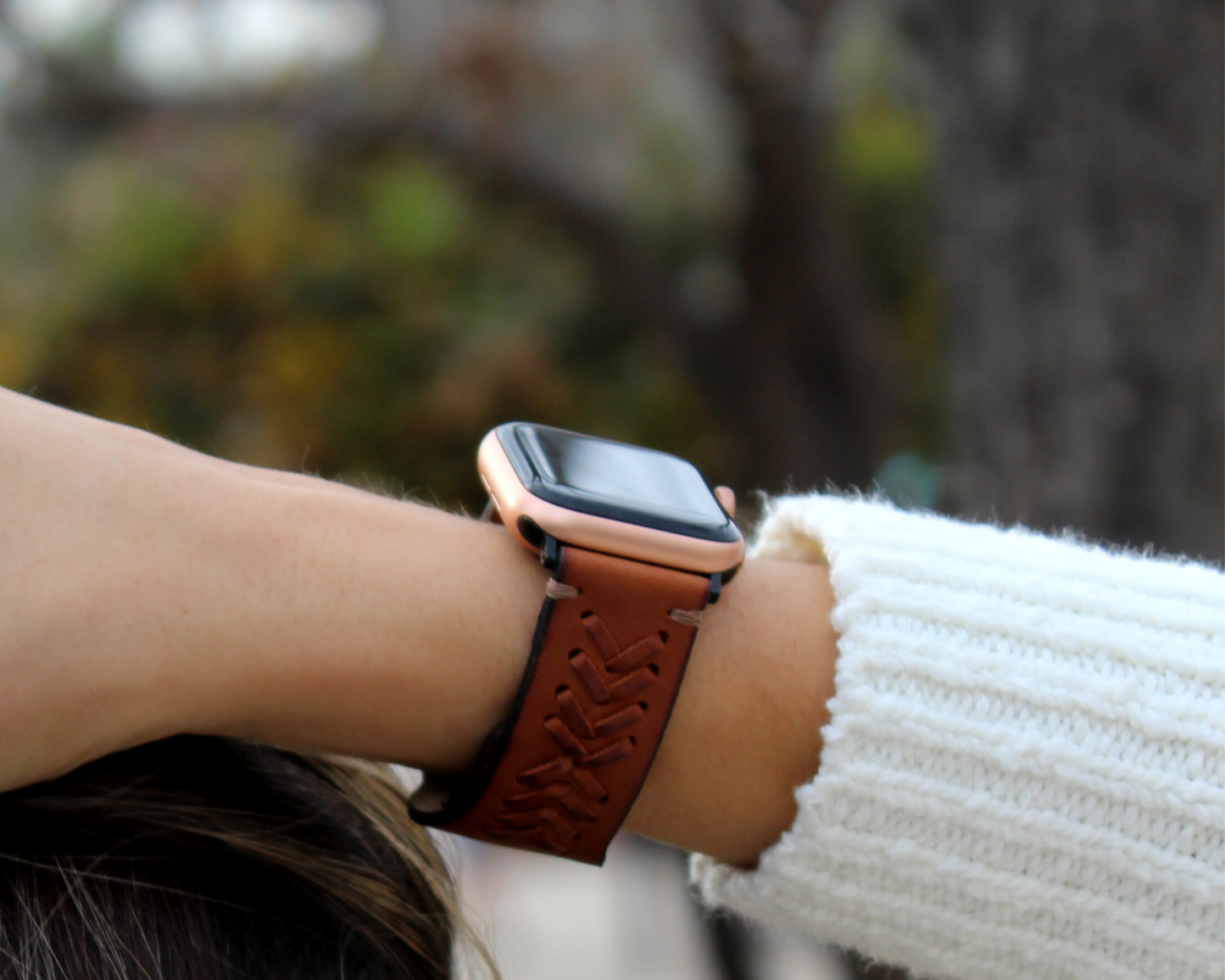 Correa de cuero trenzado para Apple Watch