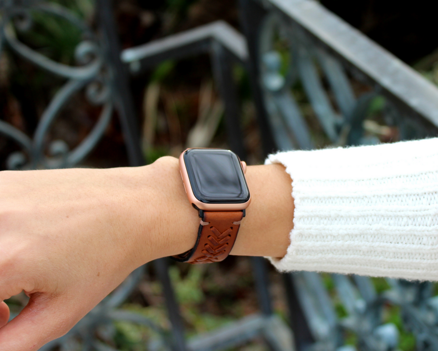 Correa de cuero trenzado para Apple Watch