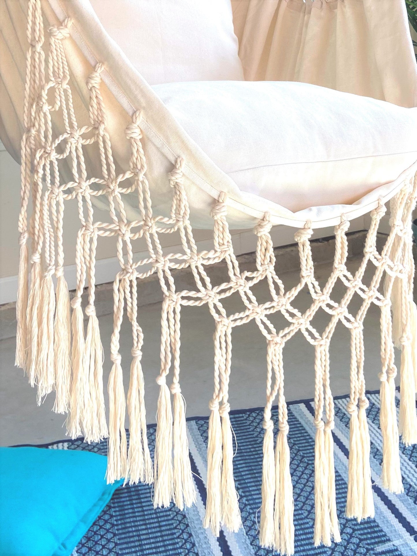 Silla hamaca colgante de macramé blanco | SERENA