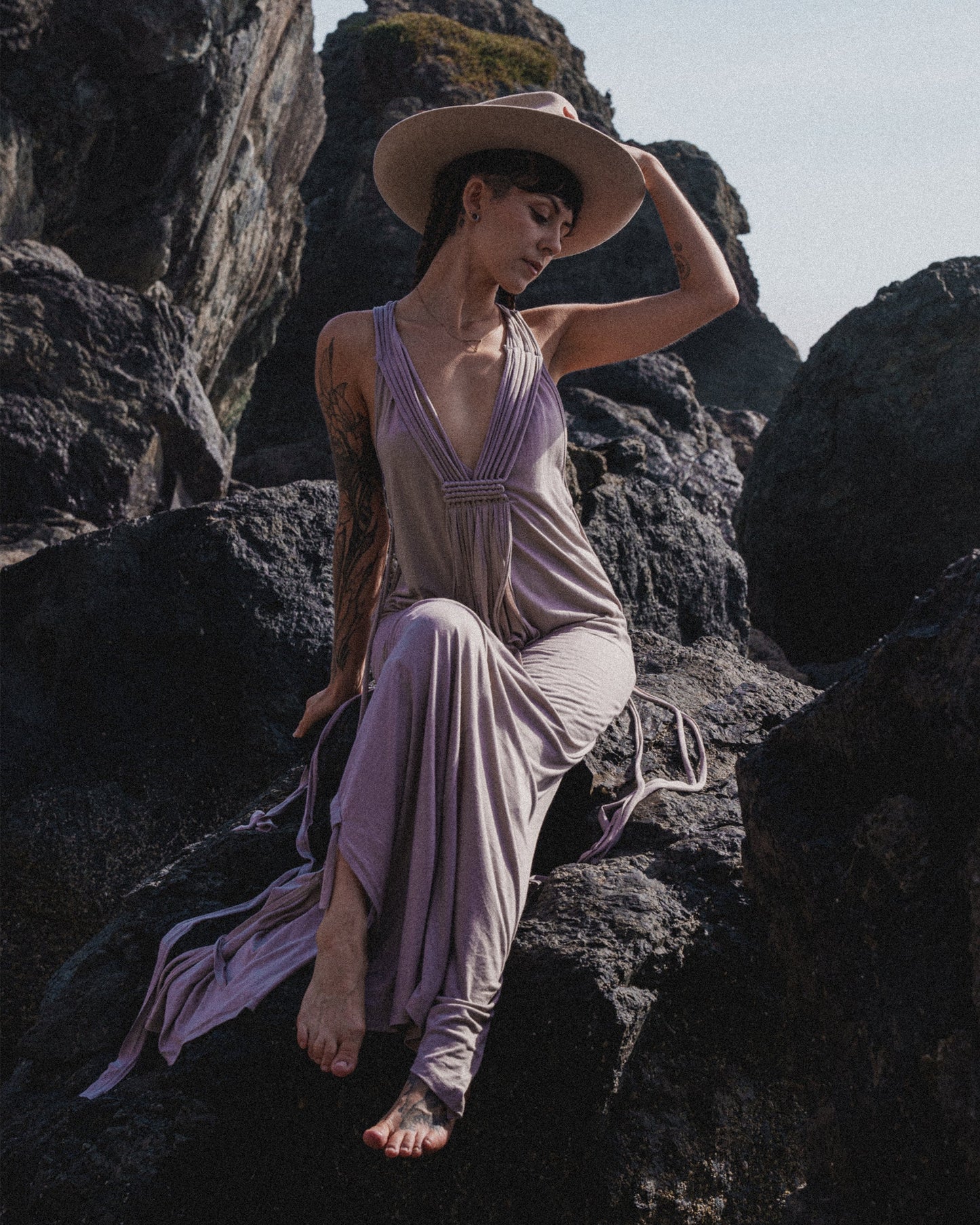 Vestido largo de macramé