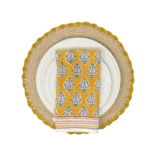 Marigold Raffia Placemats, Boho Round Natural Hand Woven Placemats, Table Mats for Dining Table