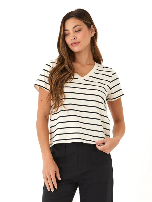 Camiseta Maxine Caribbean Stripe Eco Jersey con cuello en V