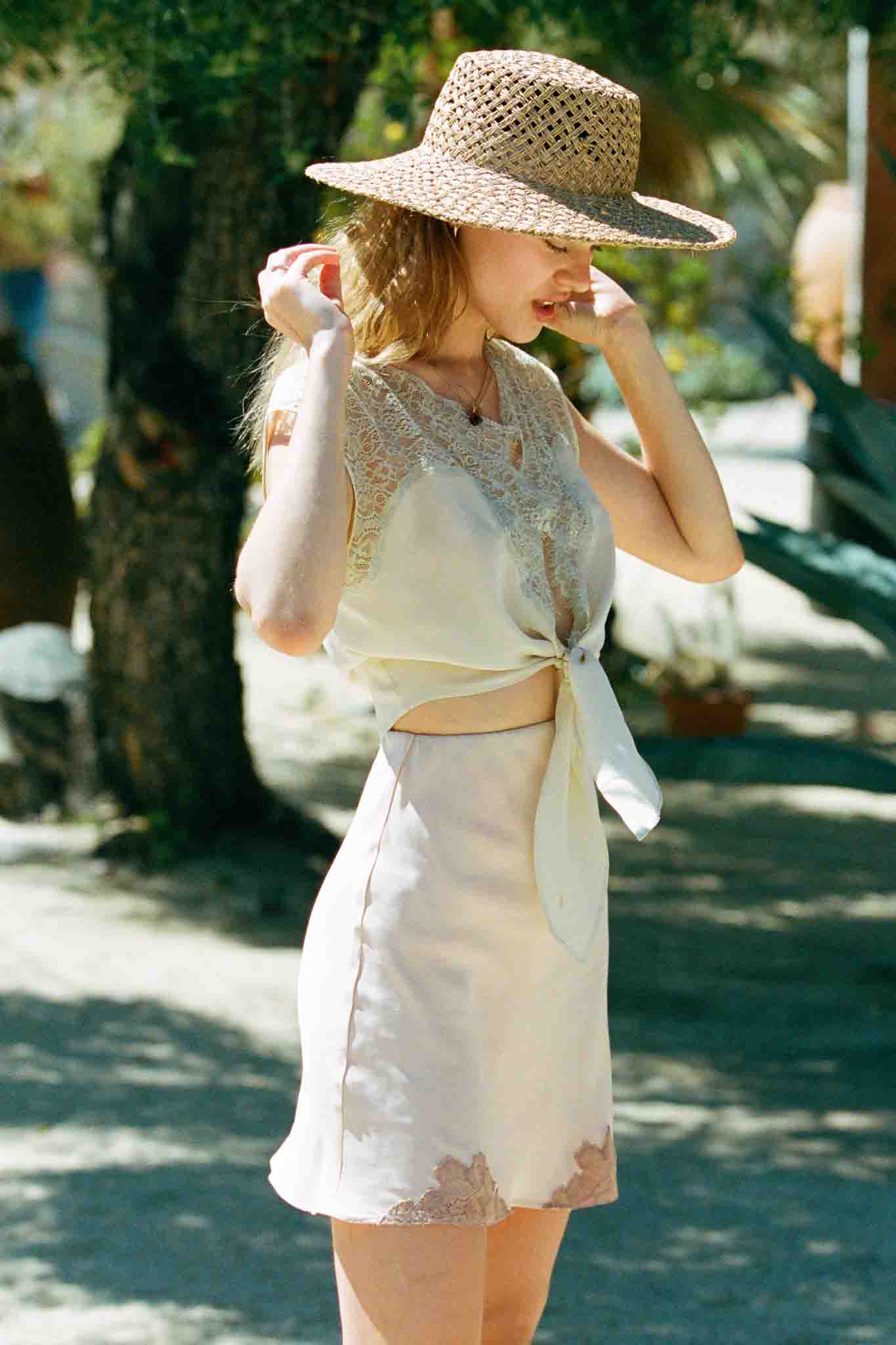Memphis Skirt I Pink Silk Slip Skirt