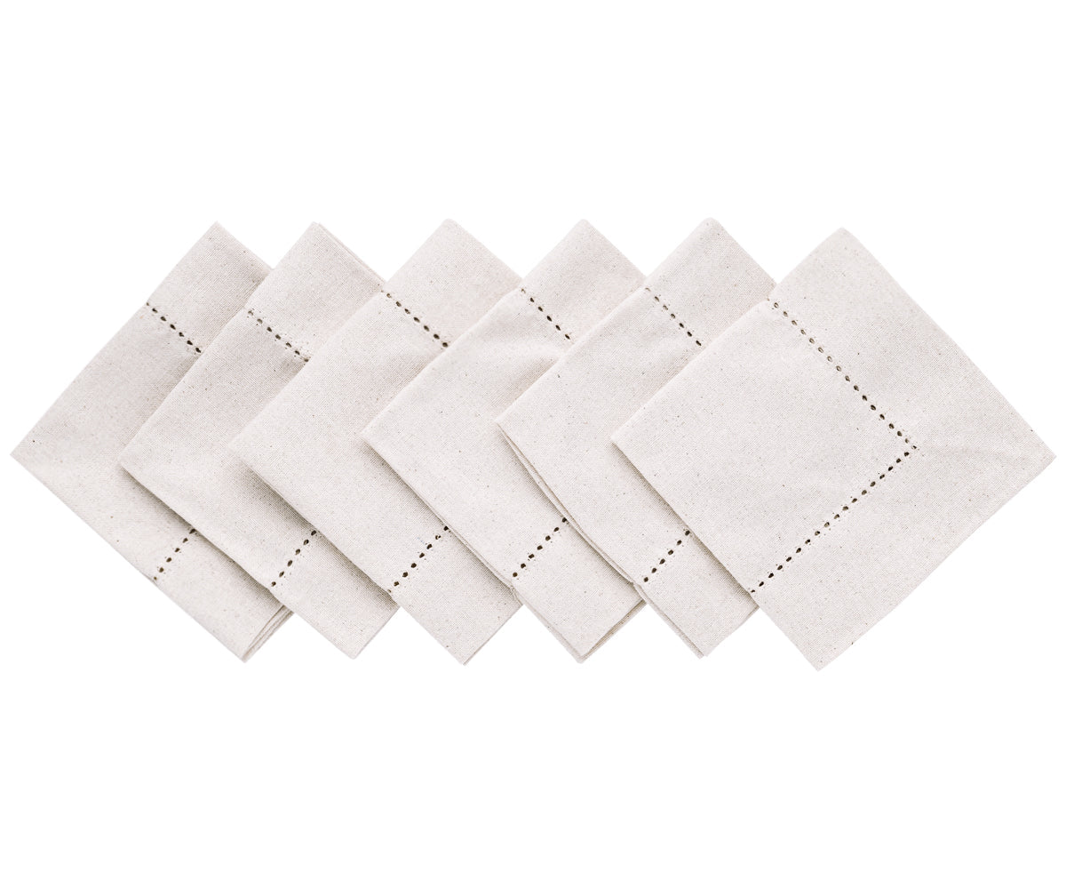 Natural Hemstitch Napkins - Cocktail Napkins 12 inch