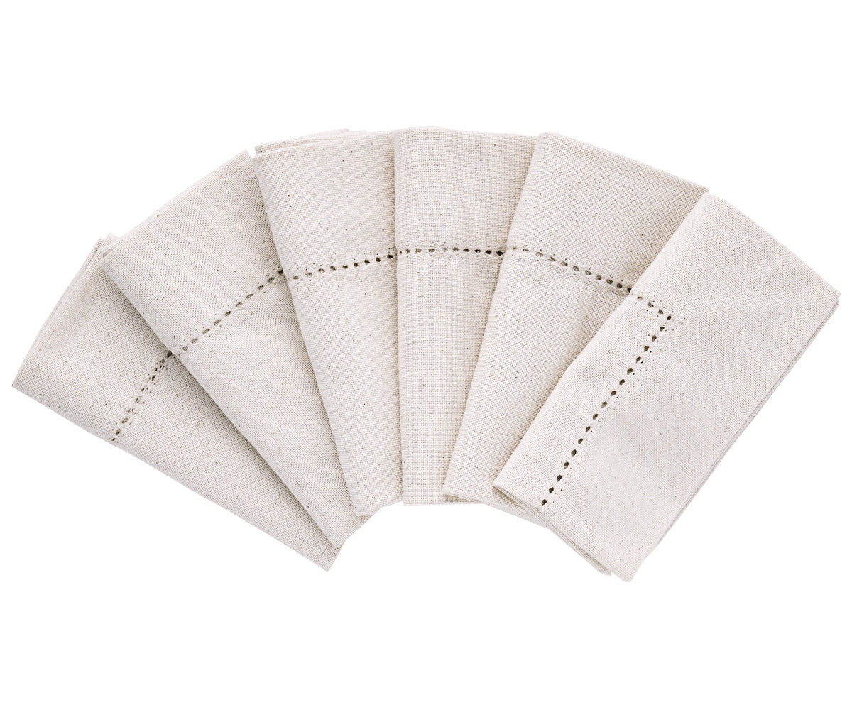 Natural Hemstitch Napkins - Cocktail Napkins 12 inch