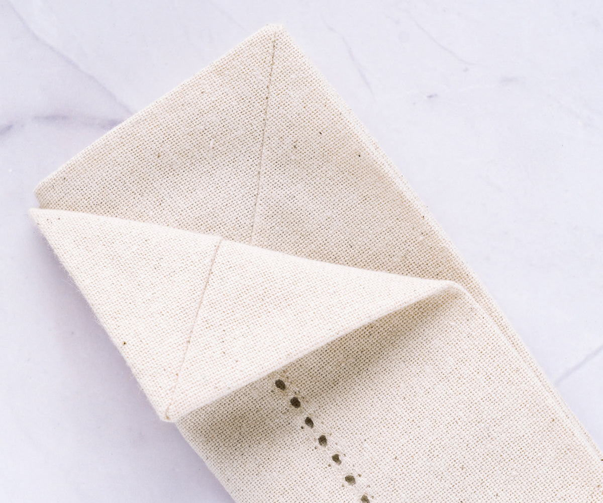 Natural Hemstitch Napkins - Cocktail Napkins 12 inch