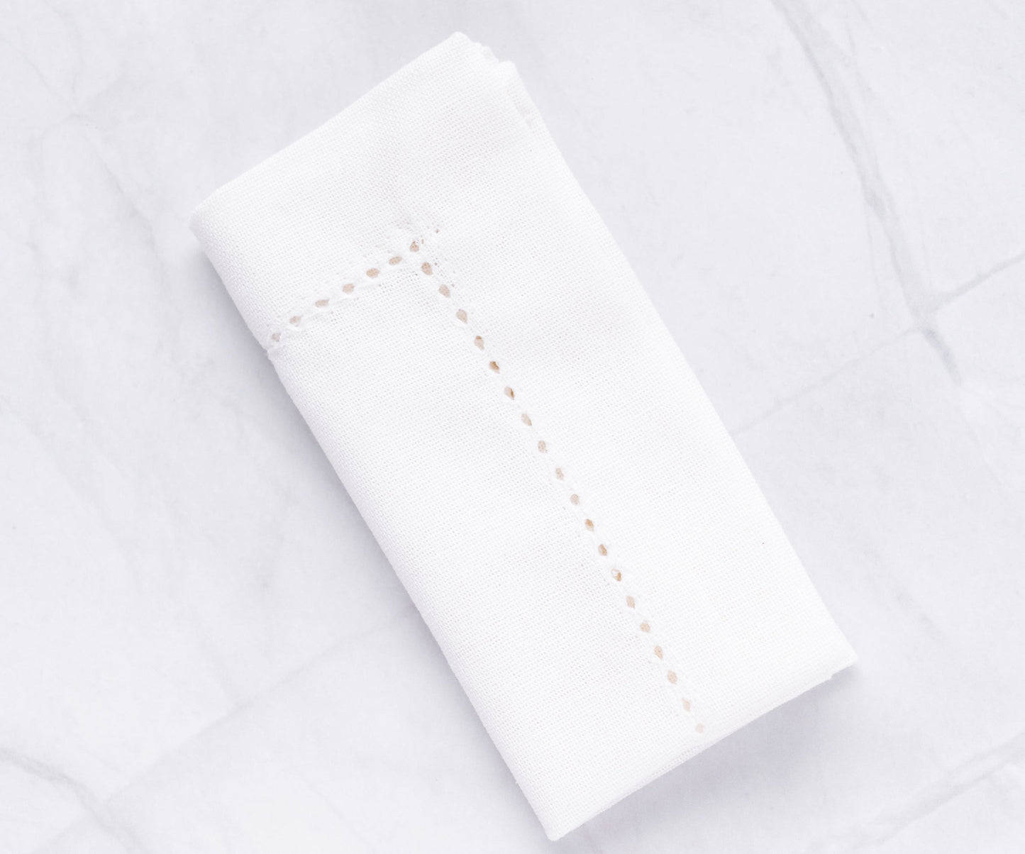 White Hemstitch Cotton Napkins - 12 inch