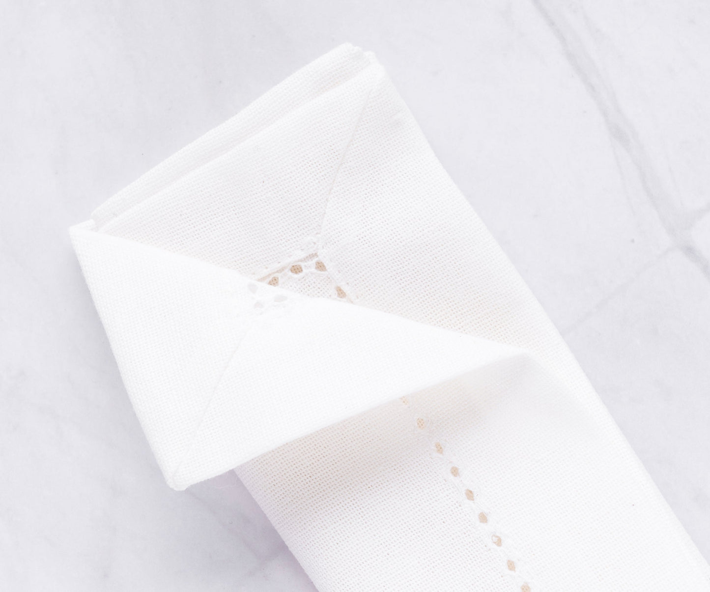 White Hemstitch Cotton Napkins - 12 inch