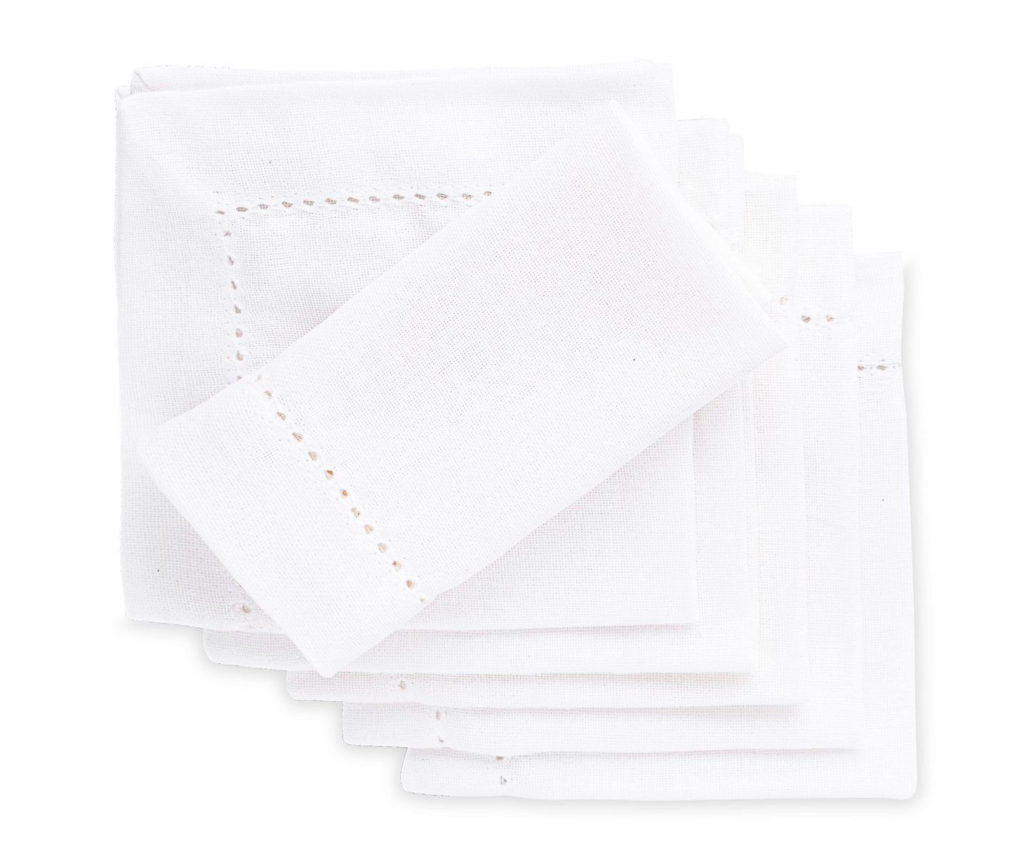 White Hemstitch Cotton Napkins - 12 inch