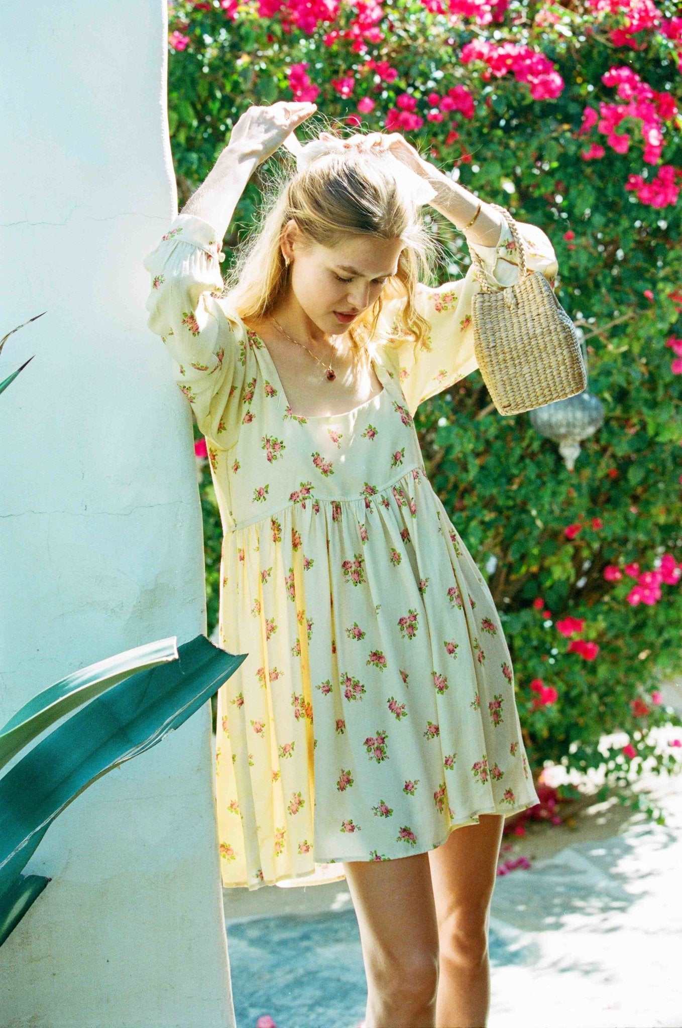 Vestido Palmer - Vestido floral amarillo (estampado vintage)