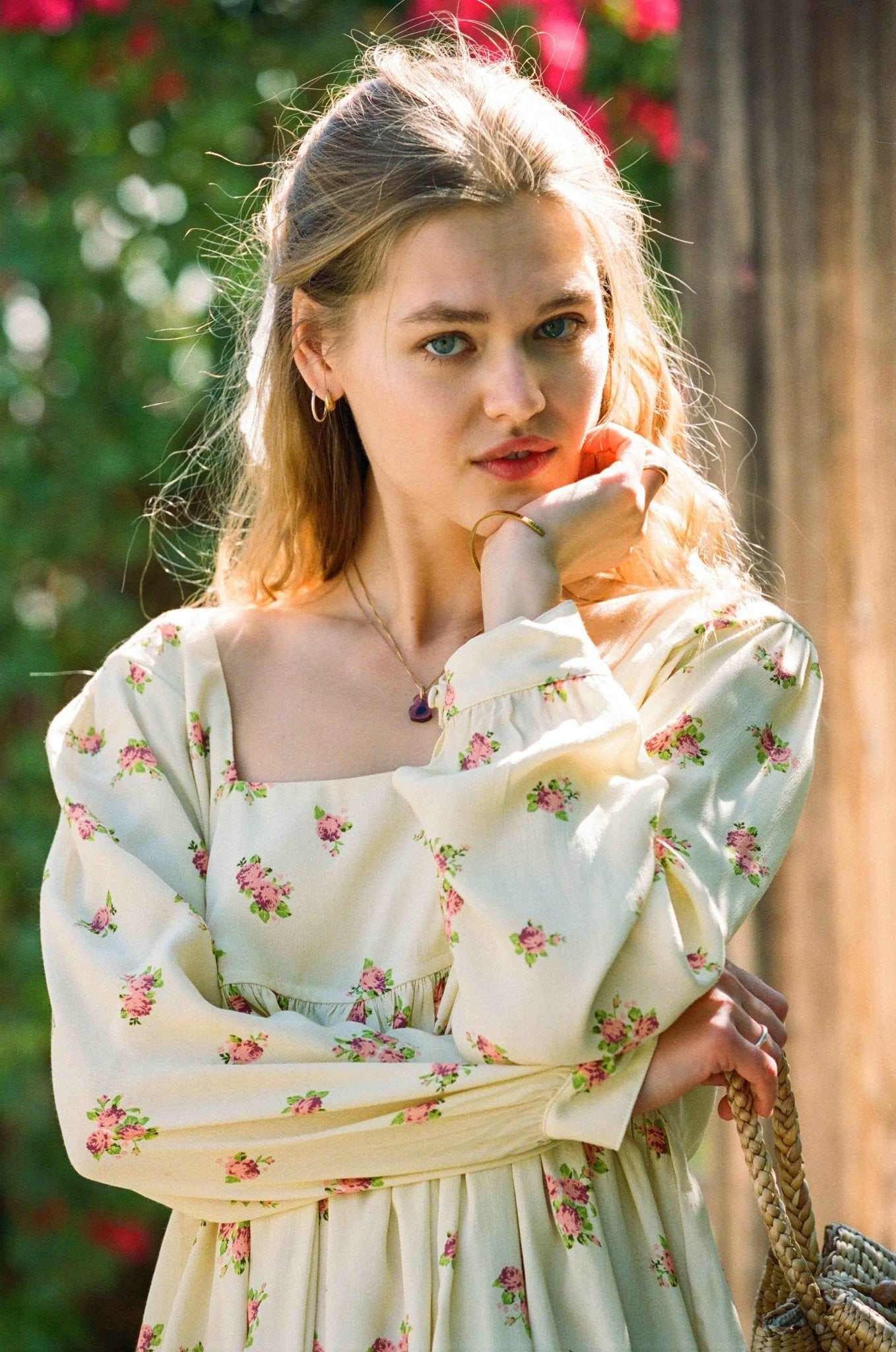 Vestido Palmer - Vestido floral amarillo (estampado vintage)