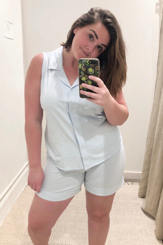 Pijama sin mangas con cuello de muesca Pima