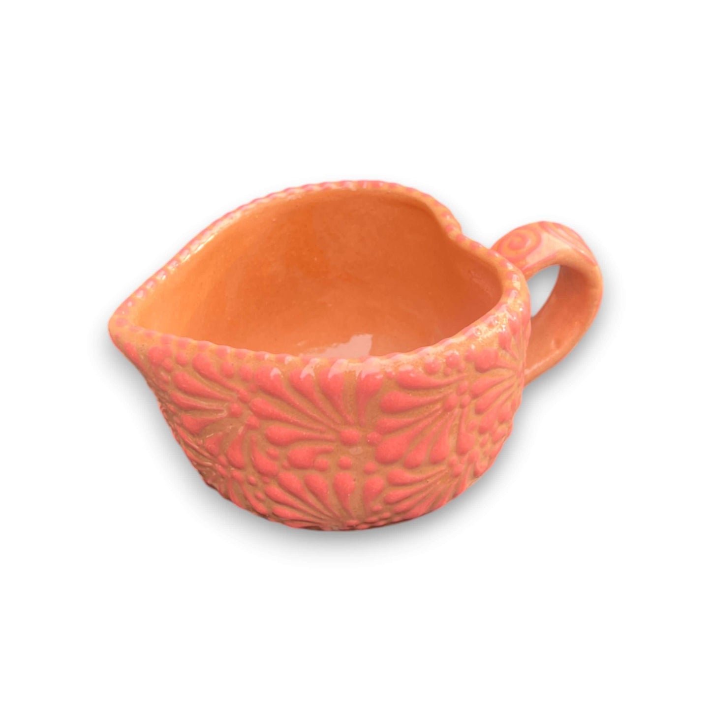 Taza de Talavera con forma de corazón | Taza de café mexicana rosa pintada a mano