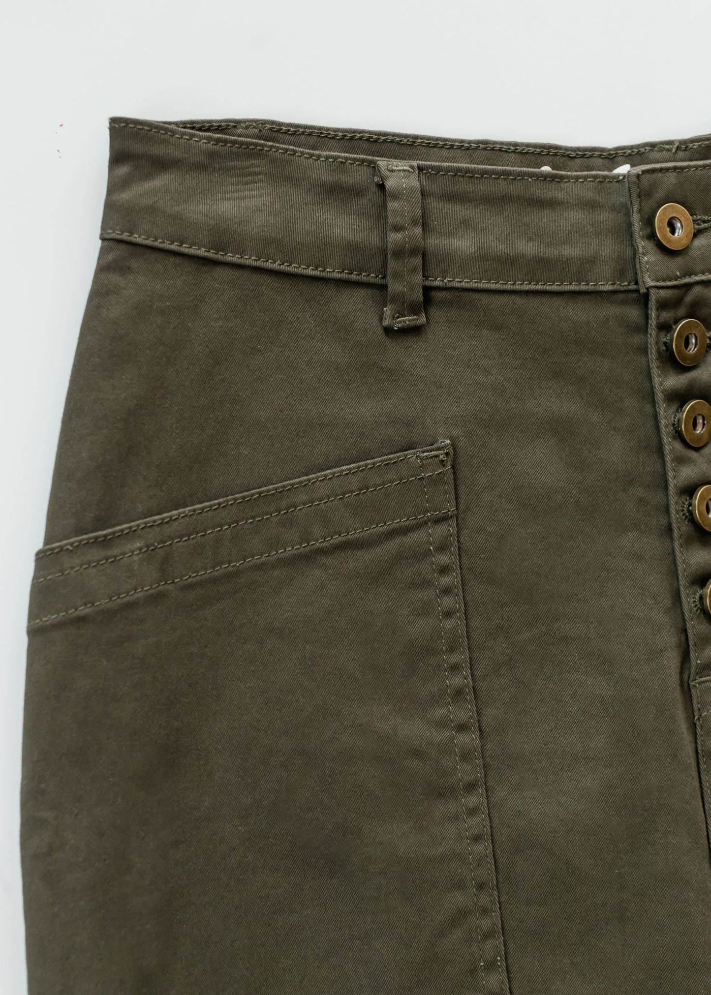 Kennedy Olive Midi Denim Skirt