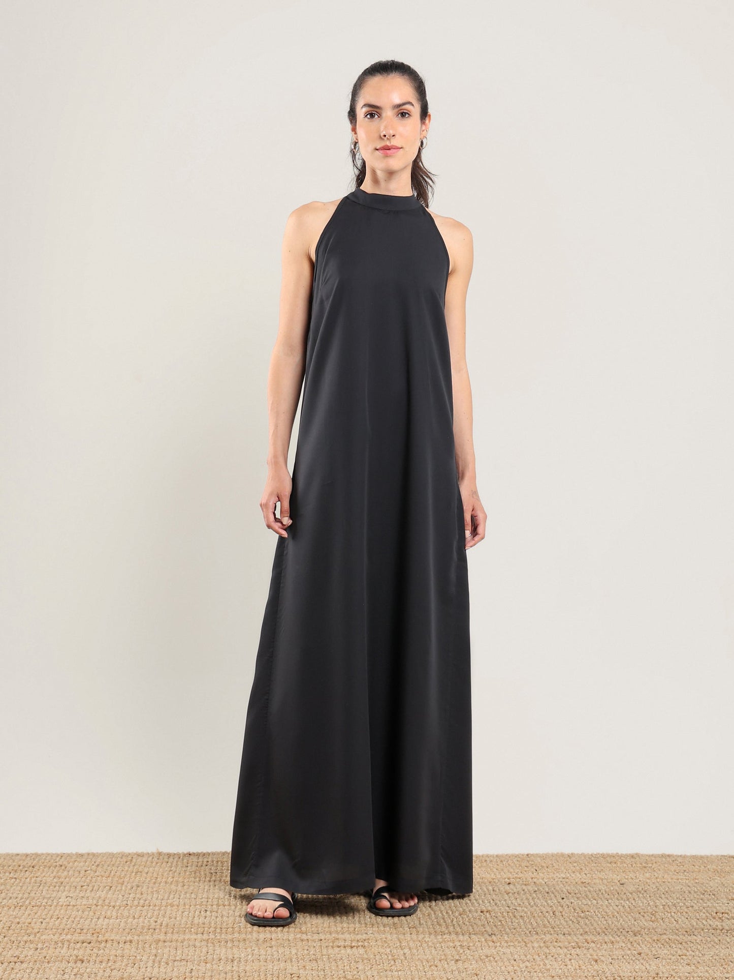 Vestido halter de tencel - Negro