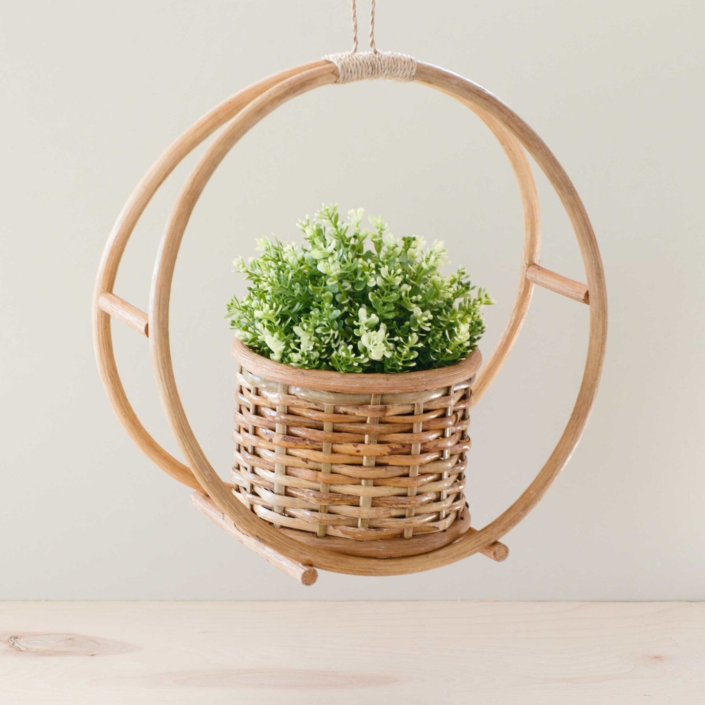 Jardinera colgante redonda de ratán | LIKHÂ