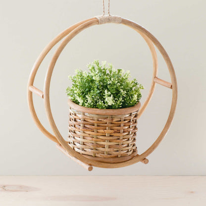 Jardinera colgante redonda de ratán | LIKHÂ