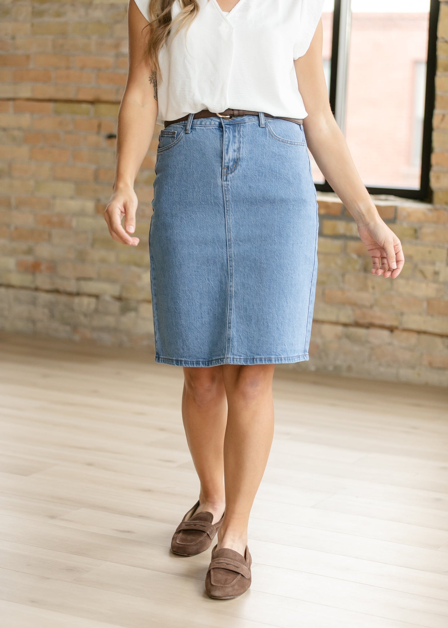 Falda midi clásica Remi Denim