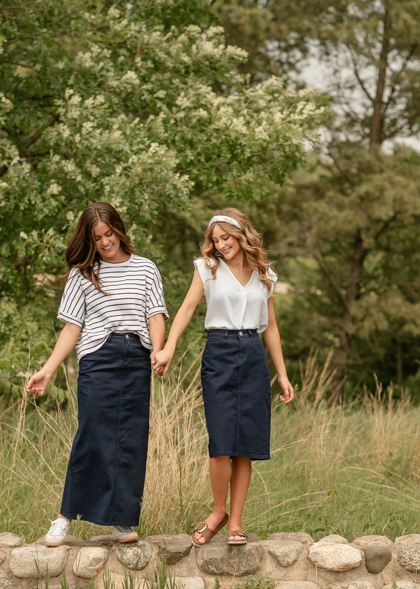Falda midi vaquera Remi Navy