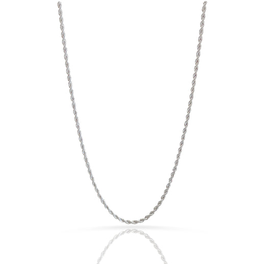 BILLIE THIN SILVER ROPE CHAIN NECKLACE