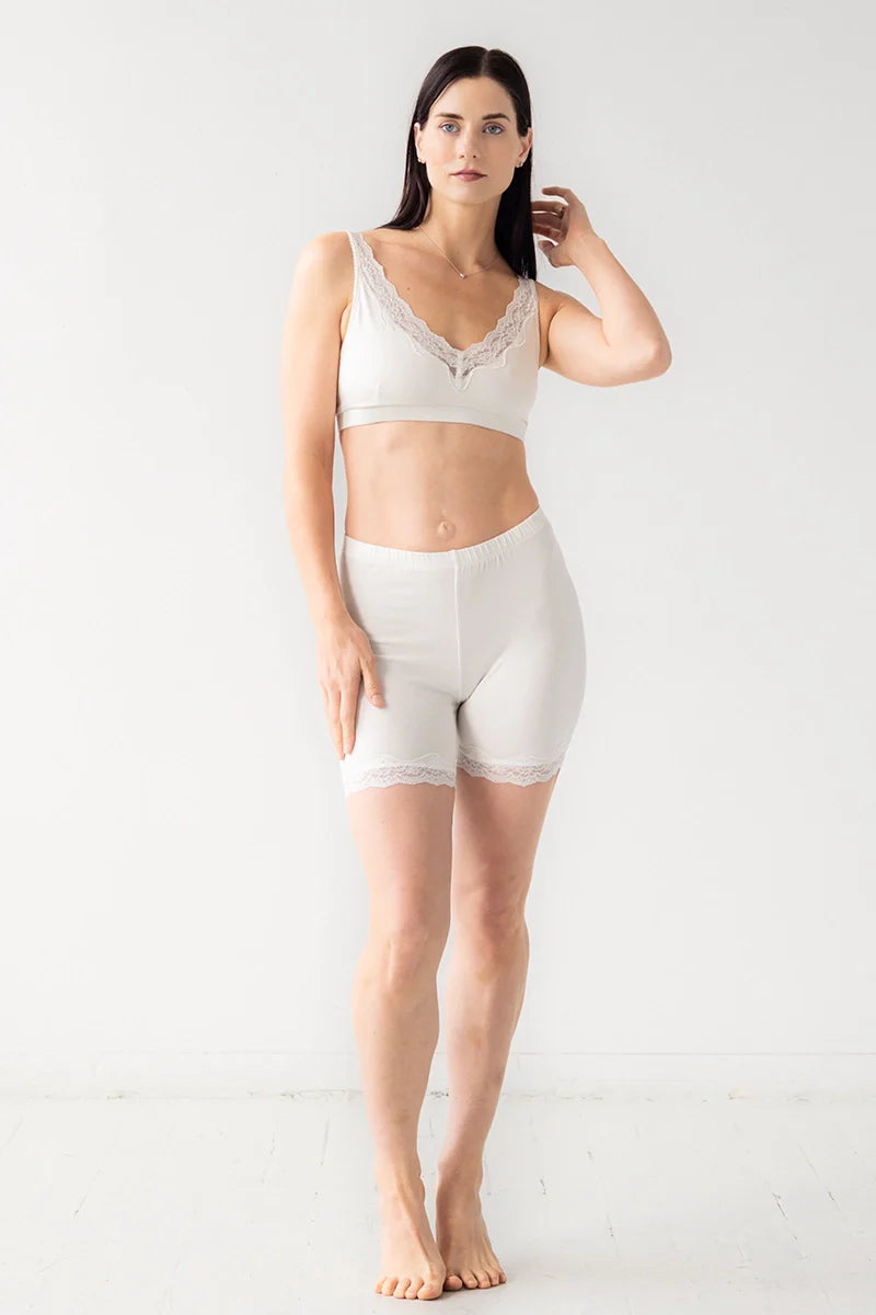 Pantalones cortos de ciclismo de algodón con encaje de Salua