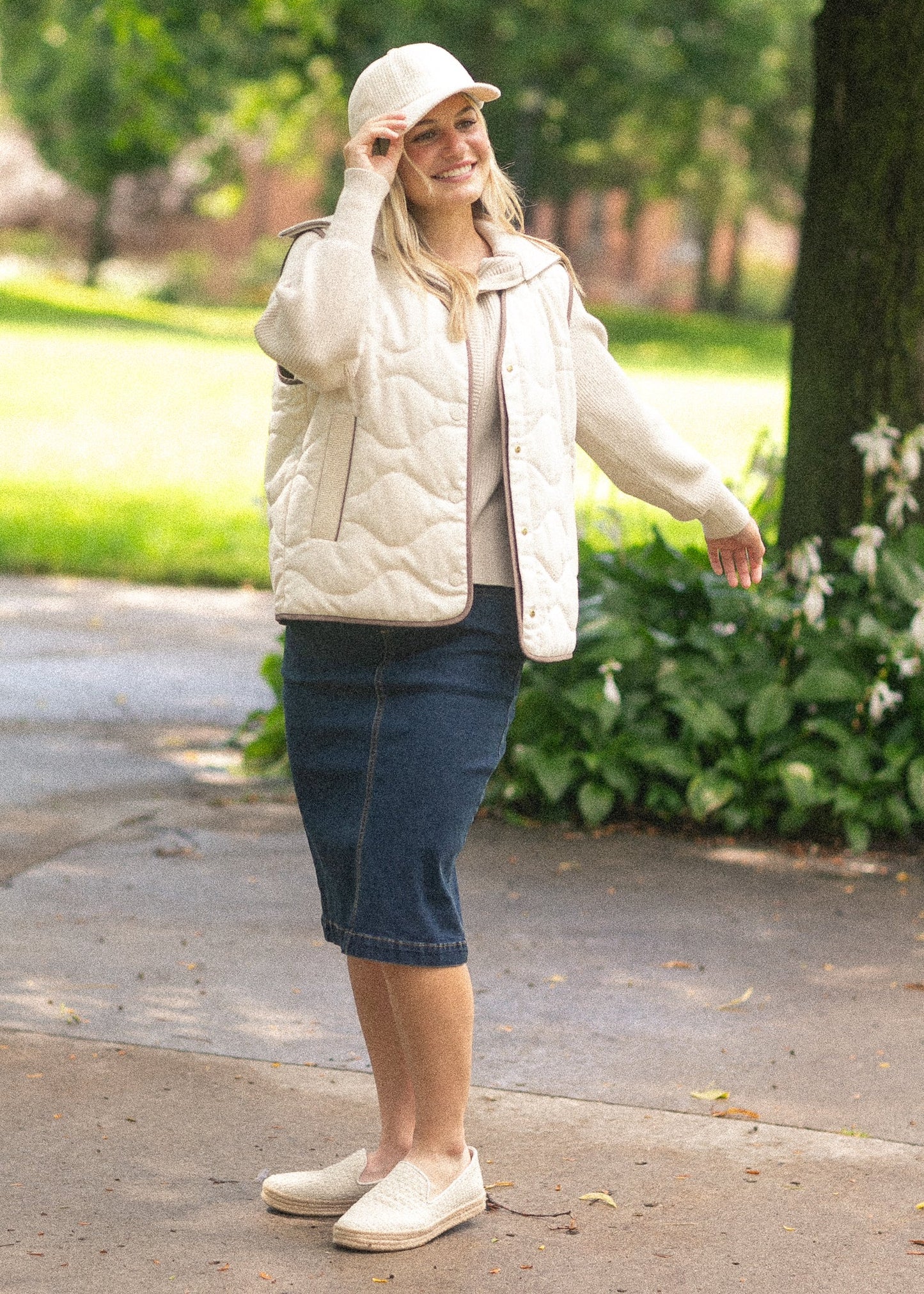Falda midi de mezclilla Sandra Dark Wash
