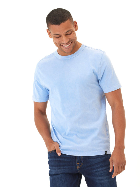 Camiseta de cuello redondo de jersey de algodón ecológico con lavado mineral Shawn