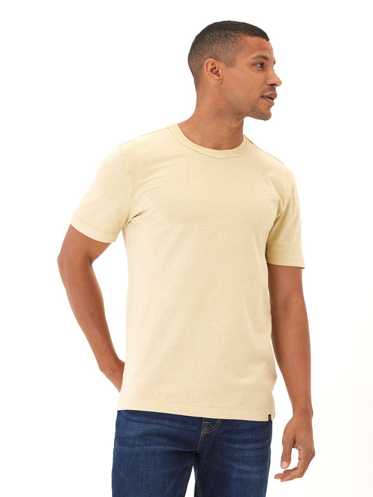 Camiseta de cuello redondo de jersey de algodón ecológico con lavado mineral Shawn