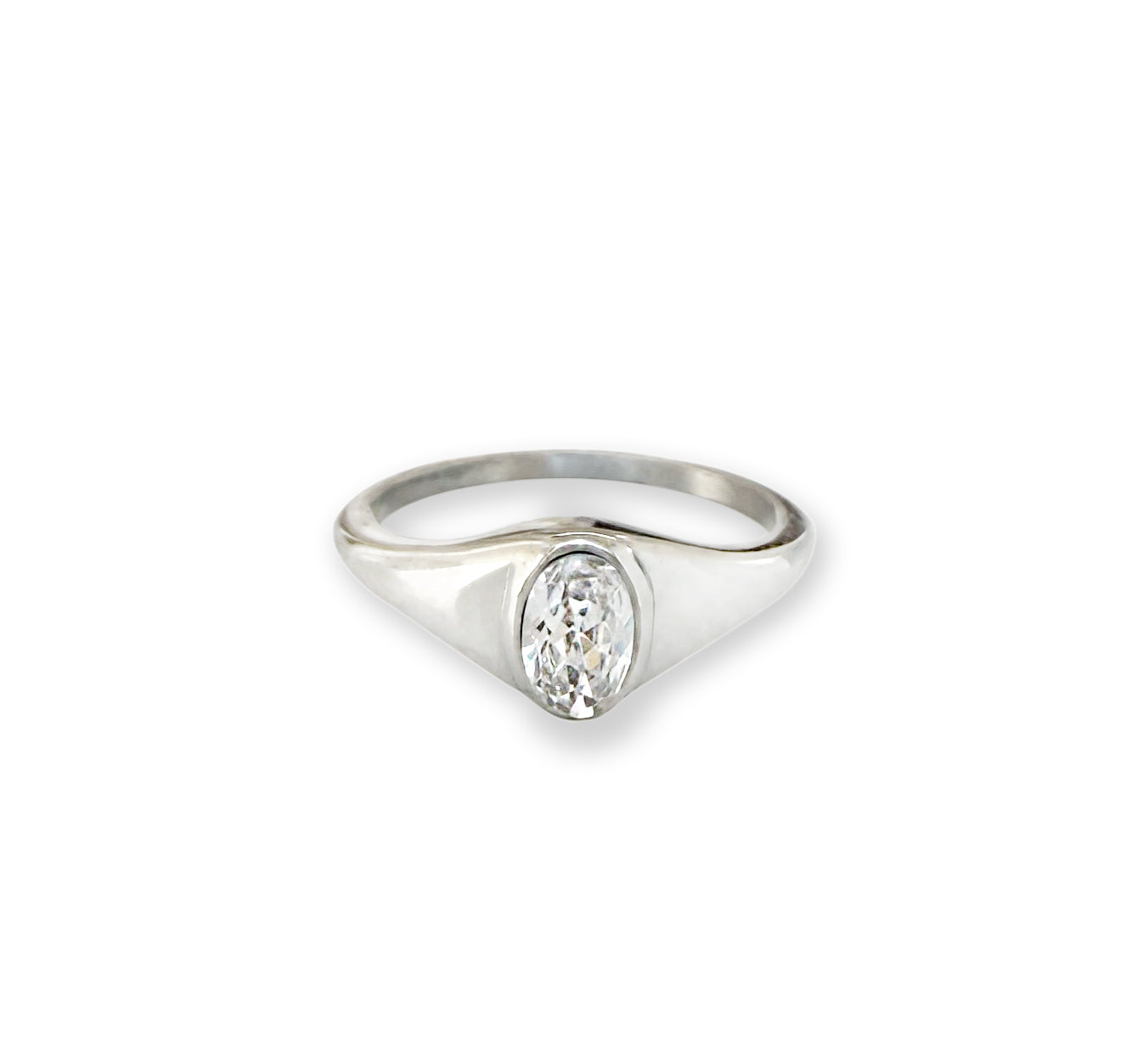 Anillo de sello ovalado Jeanie de plata
