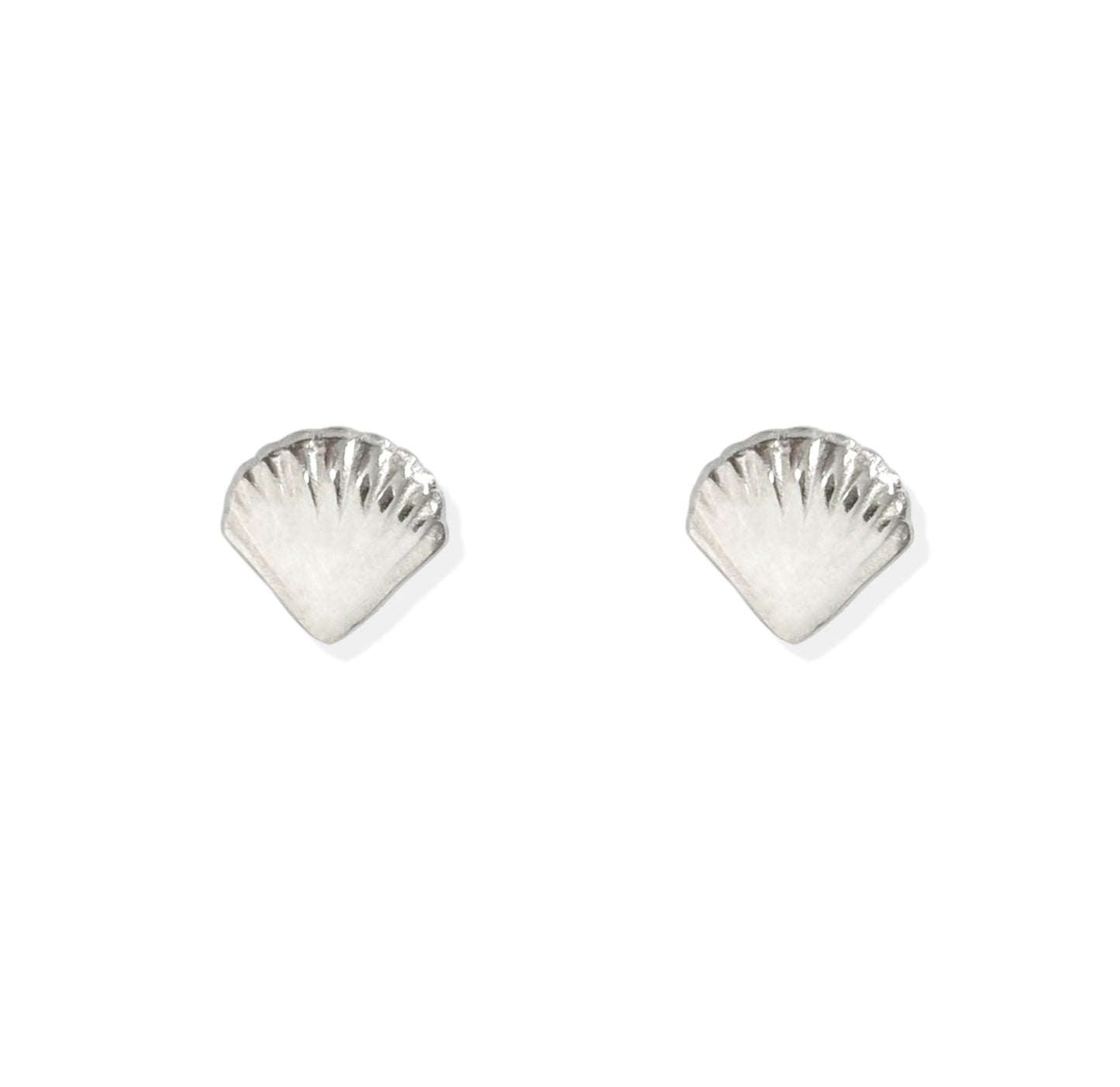 Pendientes de botón con forma de concha marina de plata delicada de Holly