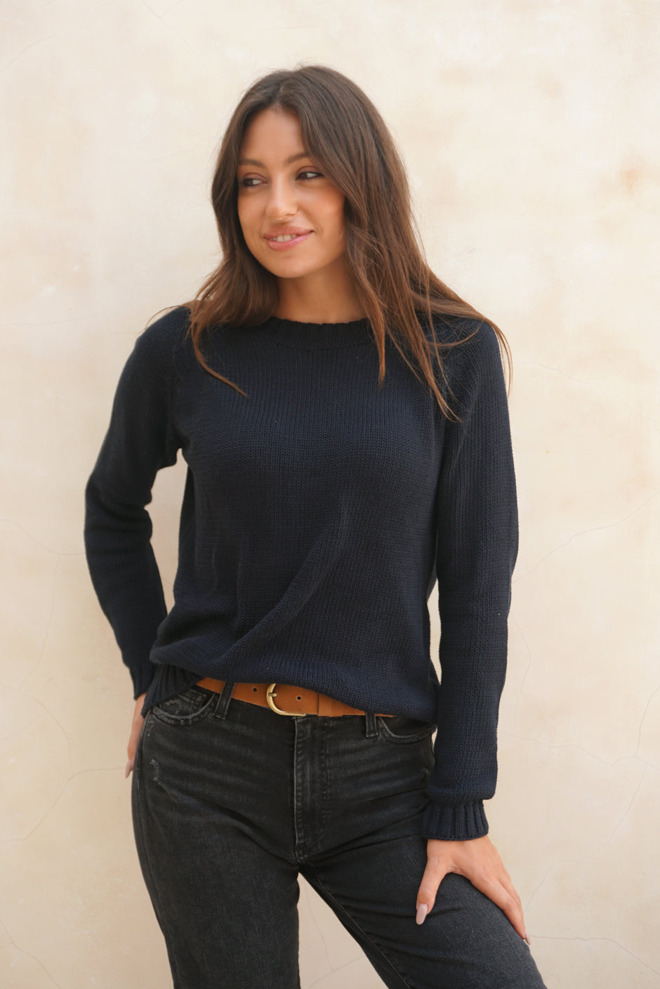 Sudadera con cuello redondo Sloane en azul marino medianoche 