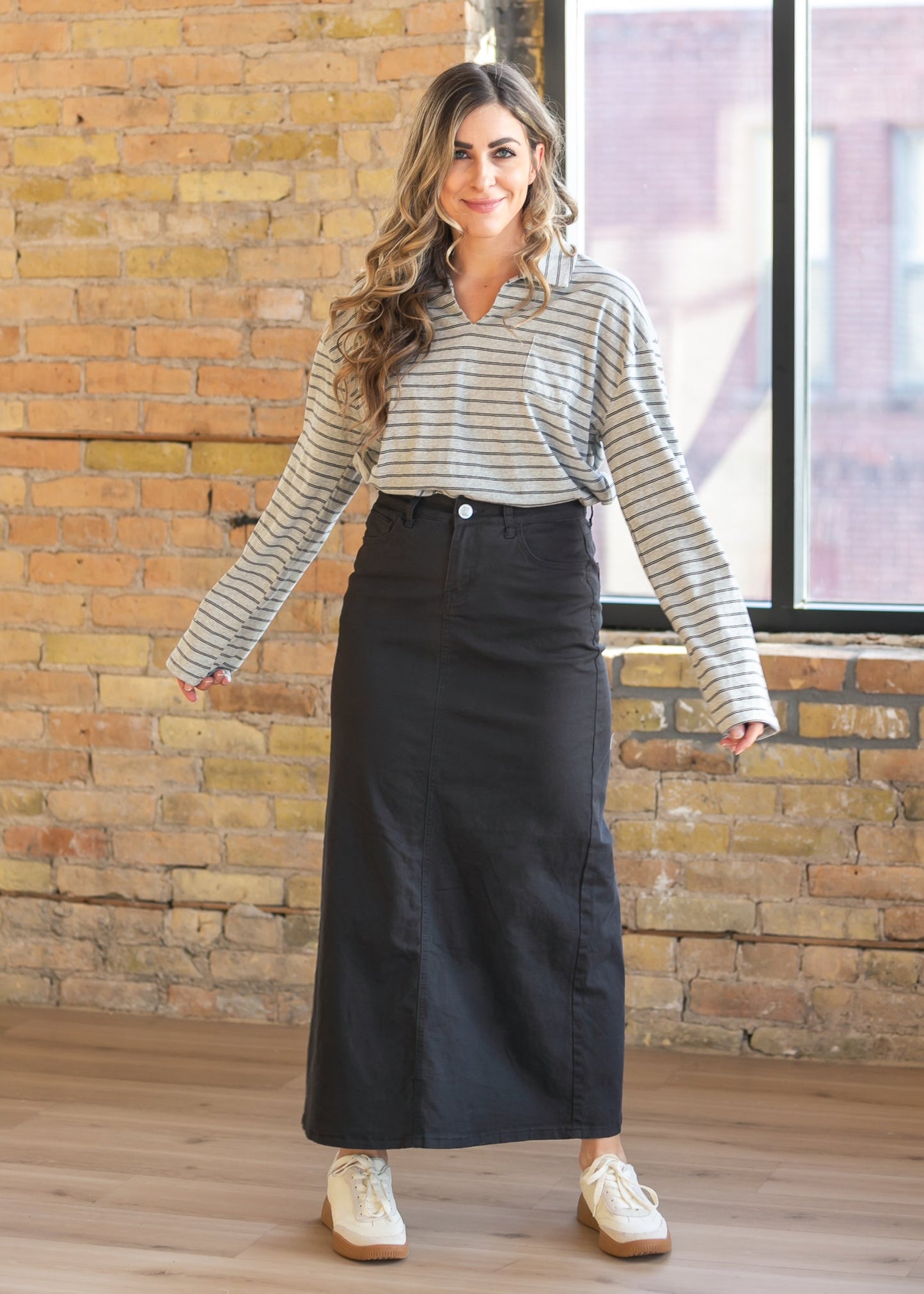 Falda Maxi de Jean Negra Onyx Stella