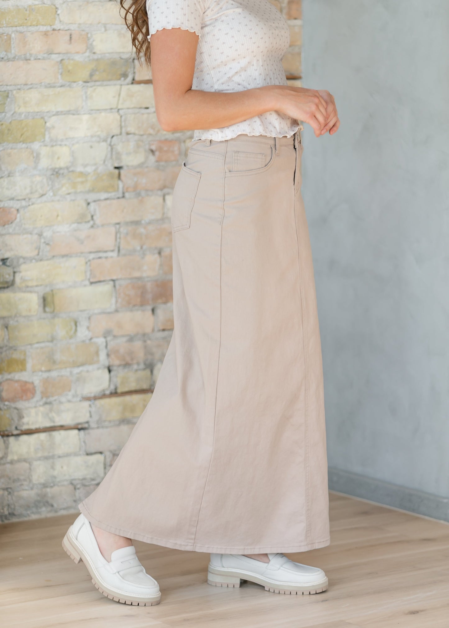 Falda larga de denim Stella Simply color Topo
