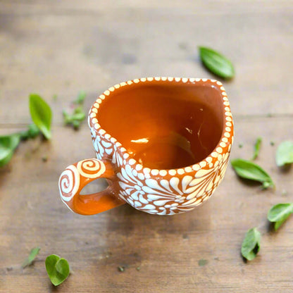 Taza de Talavera con forma de corazón | Taza de café mexicana pintada a mano