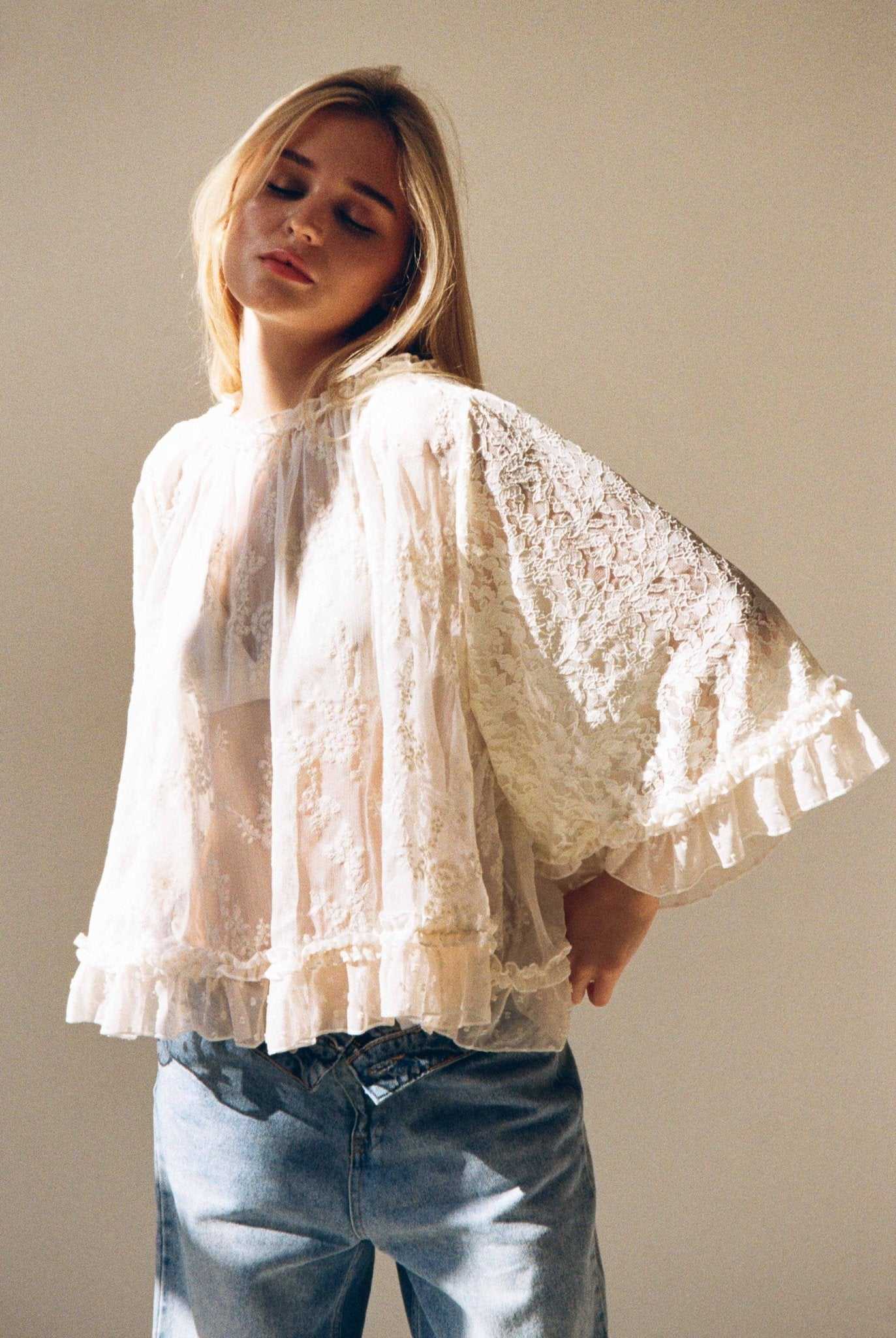 The Kaya Top -  Ivory White Circular Lace Top