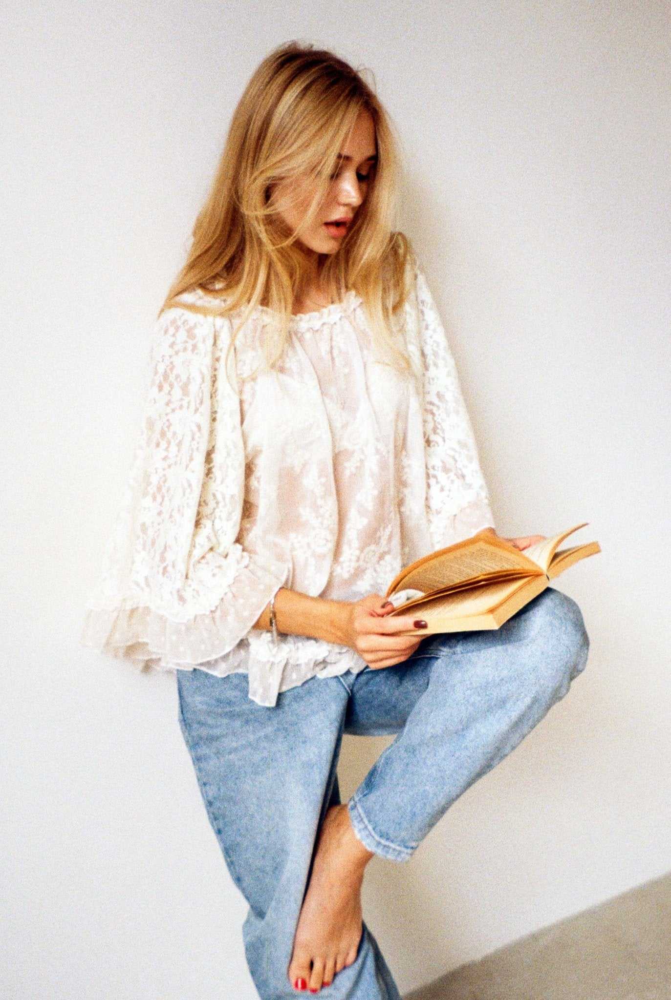 The Kaya Top -  Ivory White Circular Lace Top