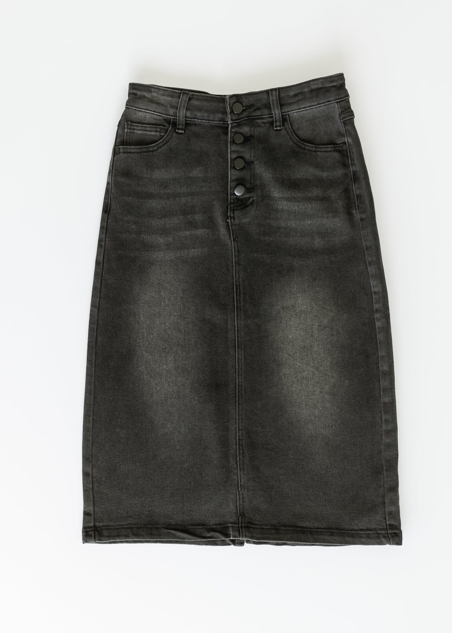 Falda midi de mezclilla negra Tiffany - VENTA FINAL
