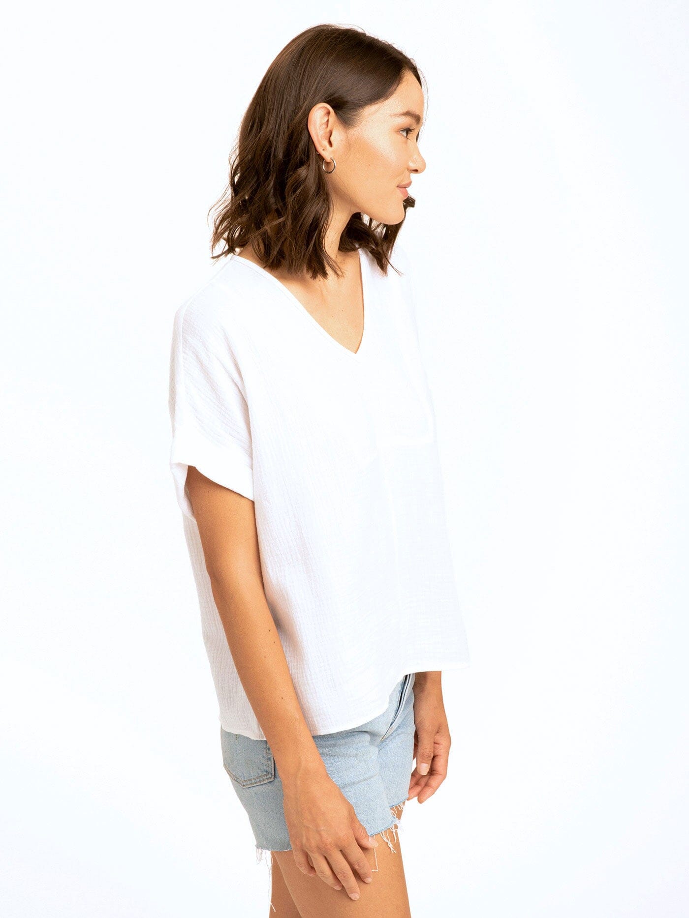 Honora Gauze V-Neck Top