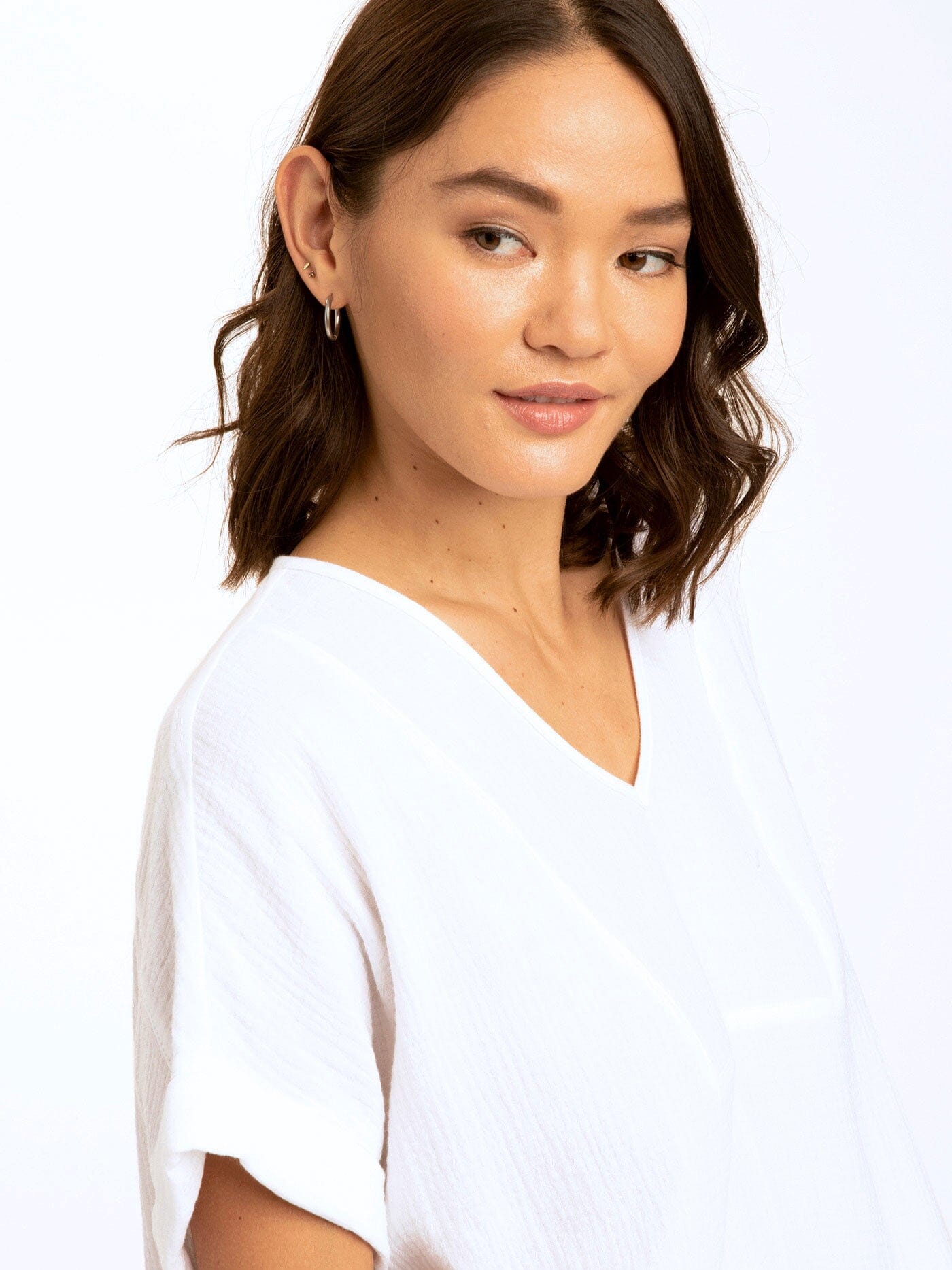 Honora Gauze V-Neck Top