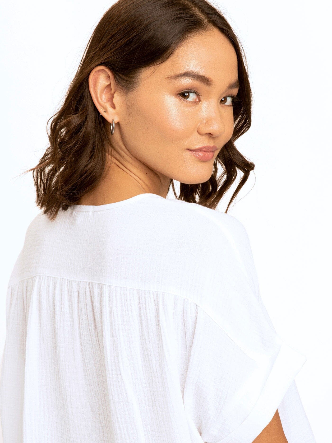 Honora Gauze V-Neck Top