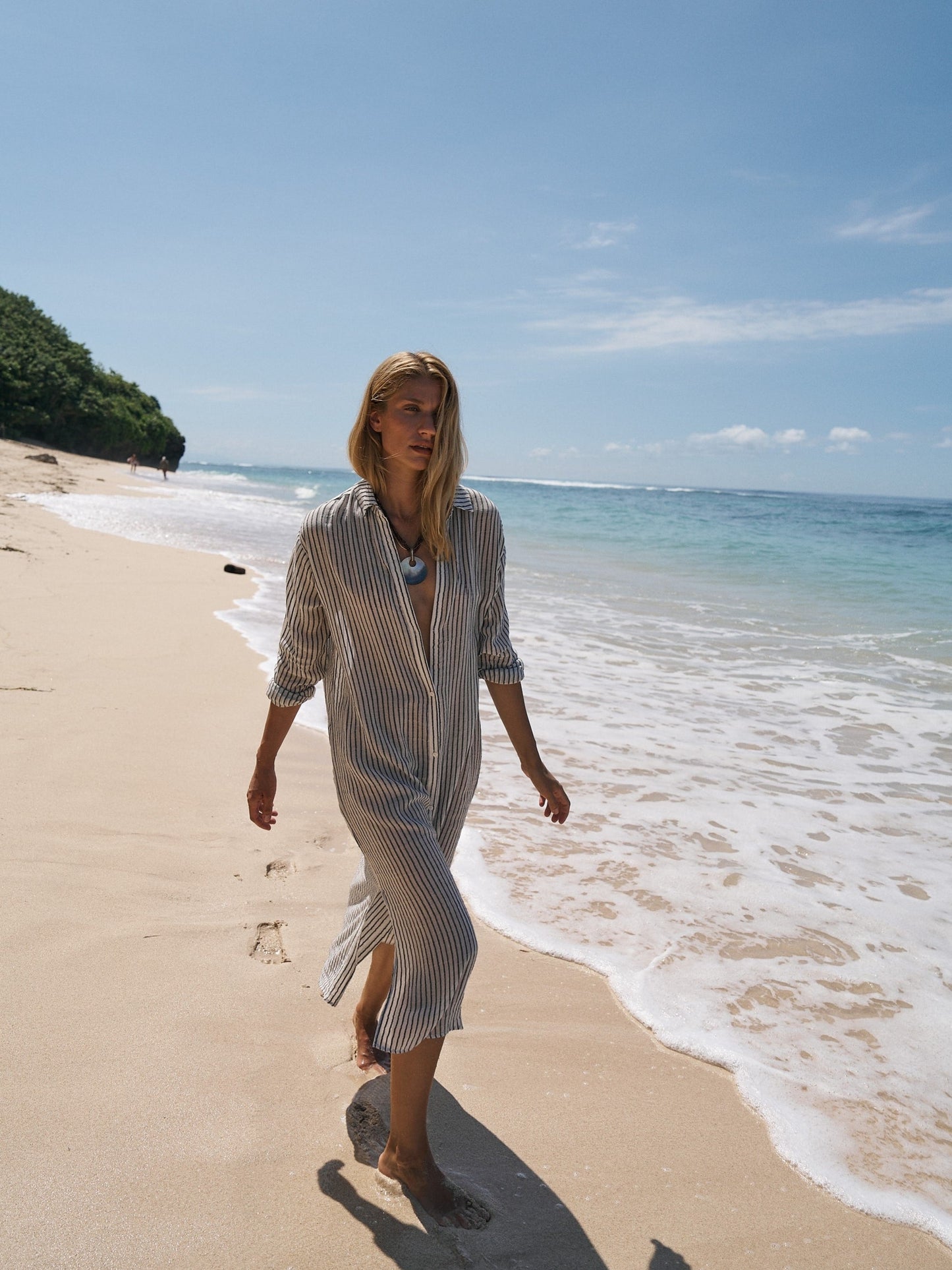 Voyage Shirt Dress - Black Stripes