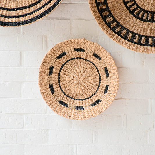 Natural + Black Wall Baskets, Small - Woven Wall Baskets | LIKHÂ