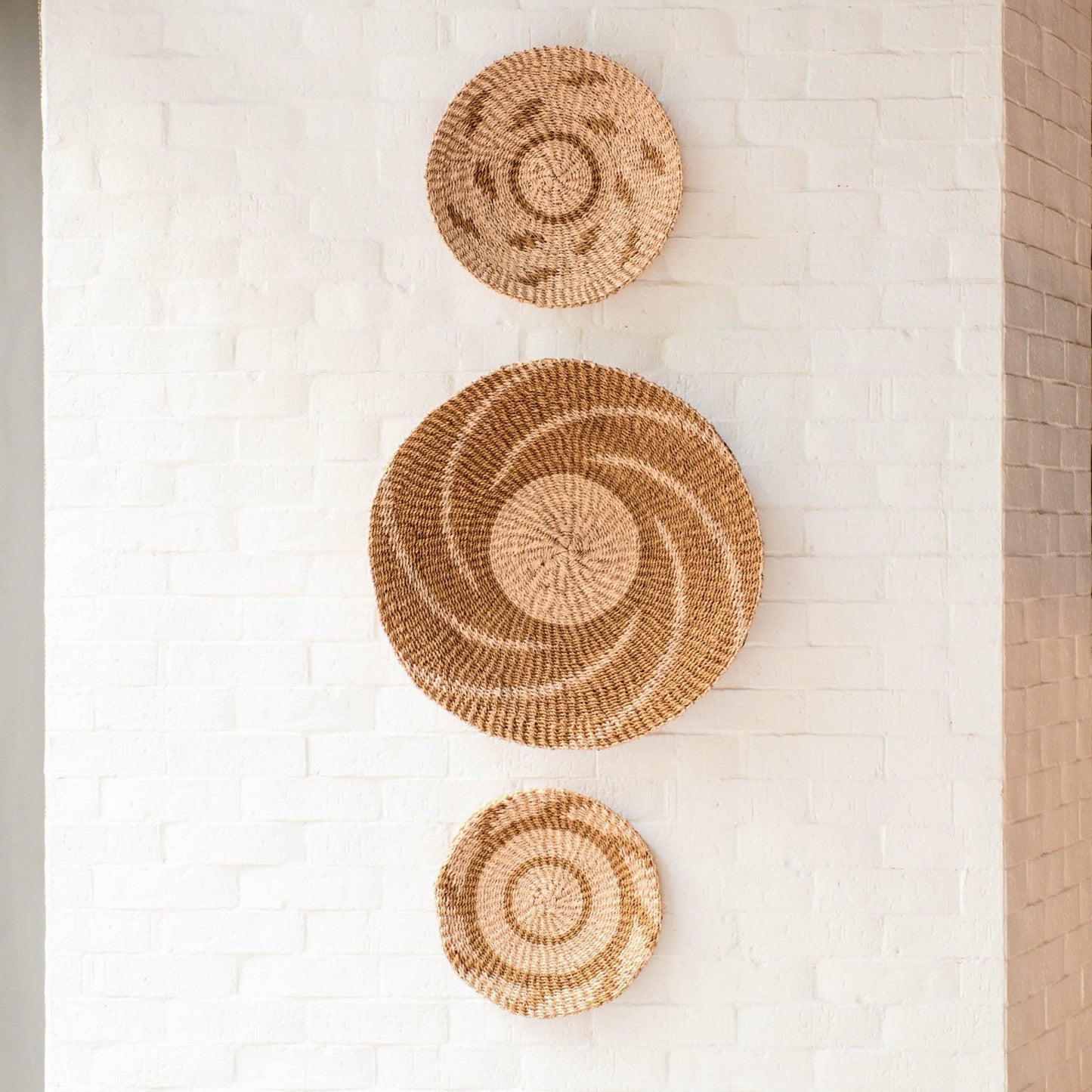 Cestas de pared naturales y marrones, medianas y redondas | LIKHÂ
