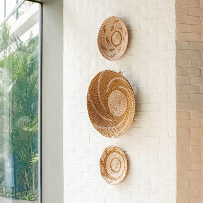 Cestas de pared naturales y marrones, medianas y redondas | LIKHÂ
