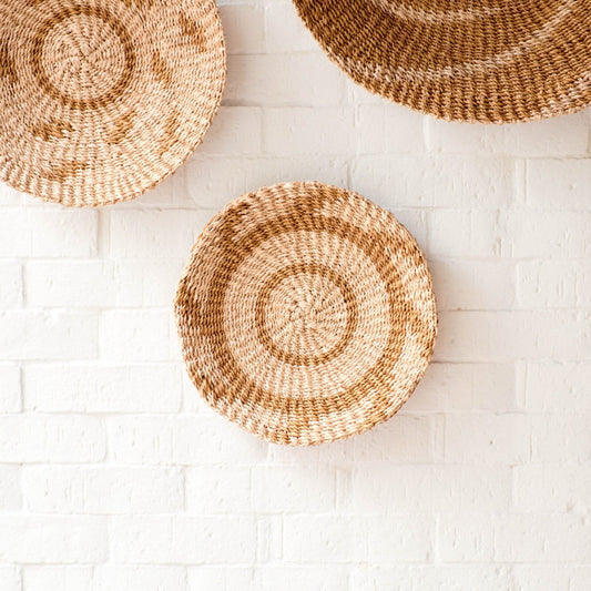 Natural + Brown Wall Baskets, Small - Round Wall Baskets | LIKHÂ