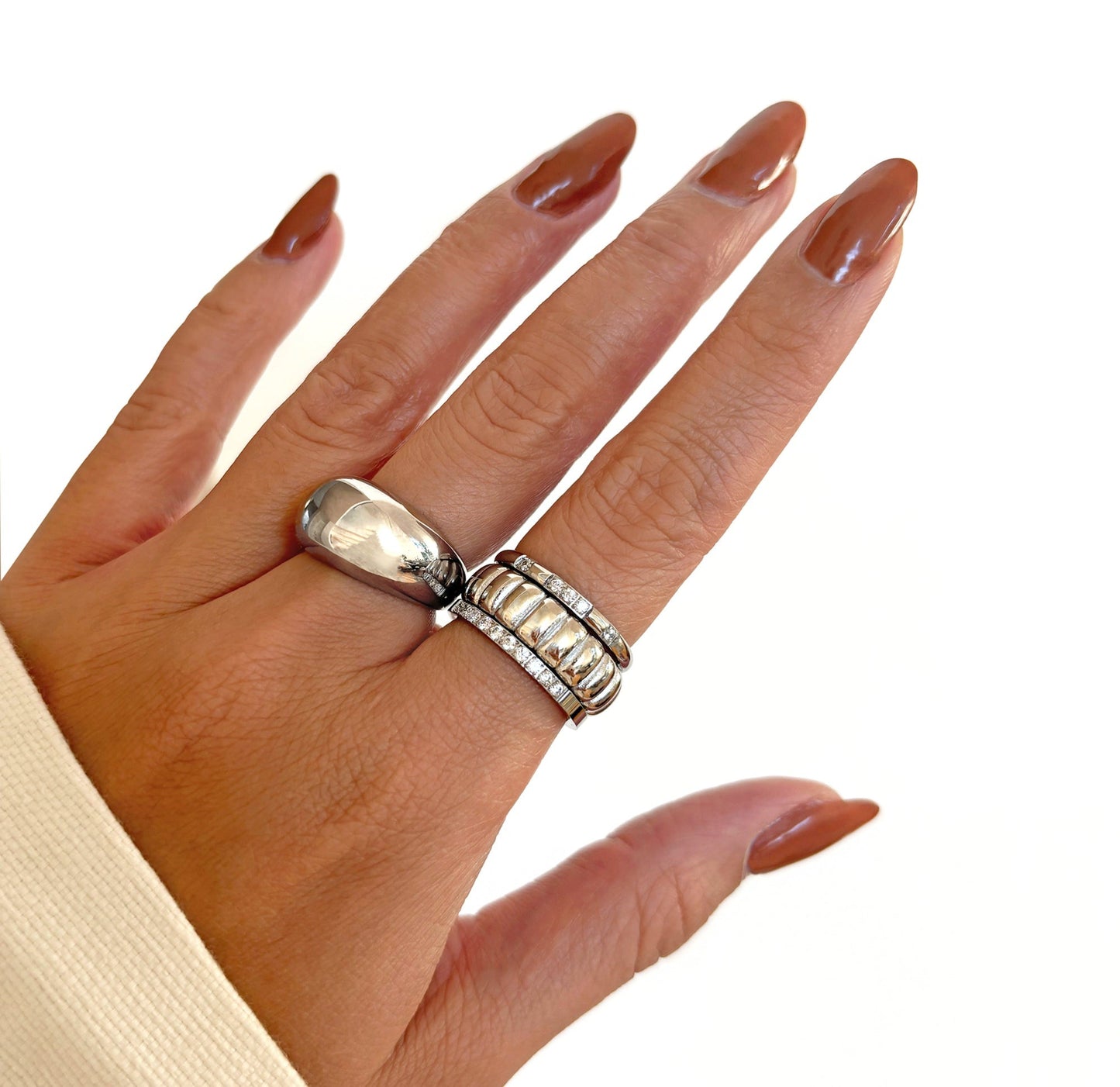 Anillo de burbuja con cúpula plateada SIMONE