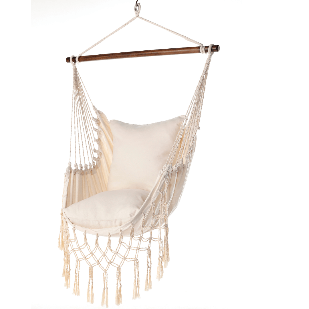 Silla hamaca colgante de macramé blanco | SERENA