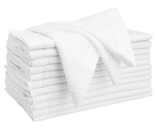White Hemstitched Napkins - 20 inch