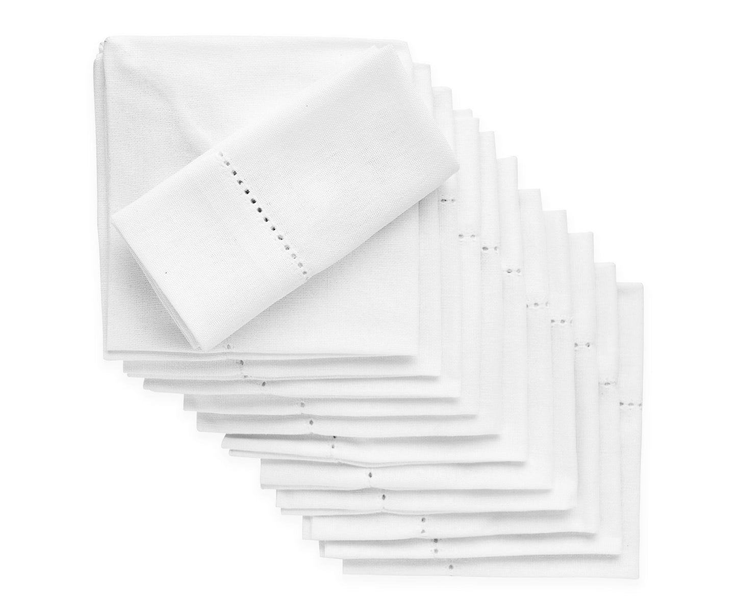 White Hemstitch Cotton Napkins - 12 inch
