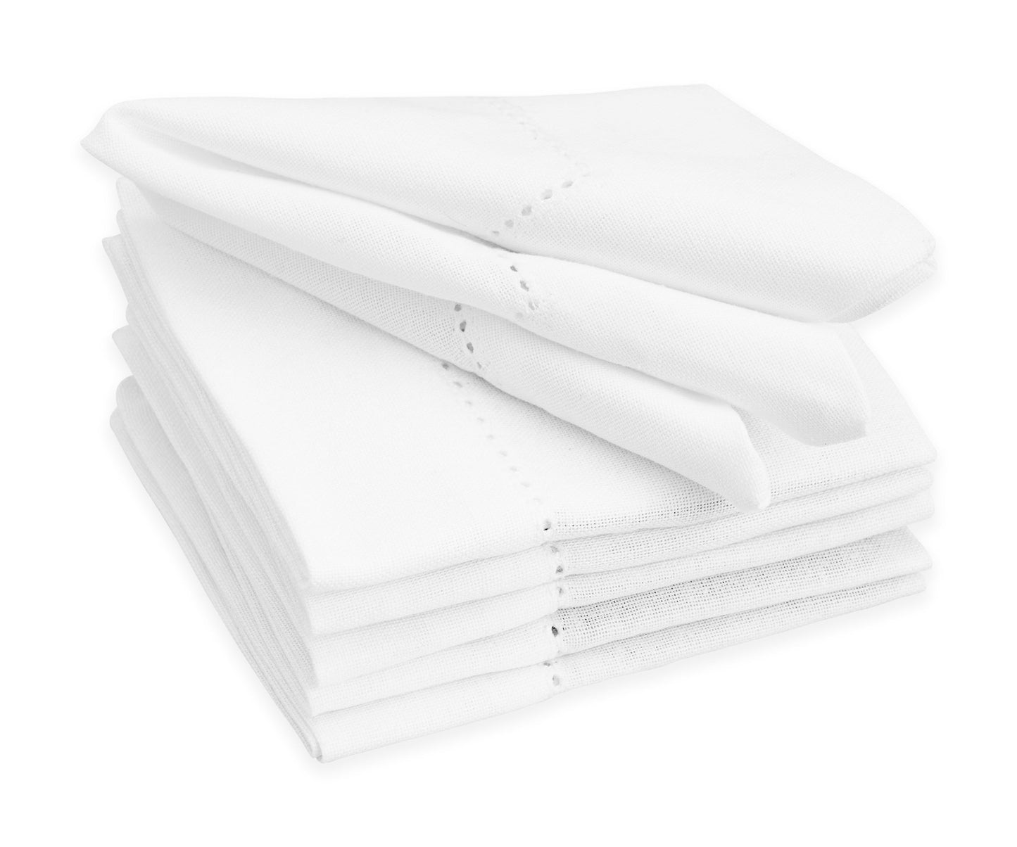 White Hemstitch Cotton Napkins - 12 inch